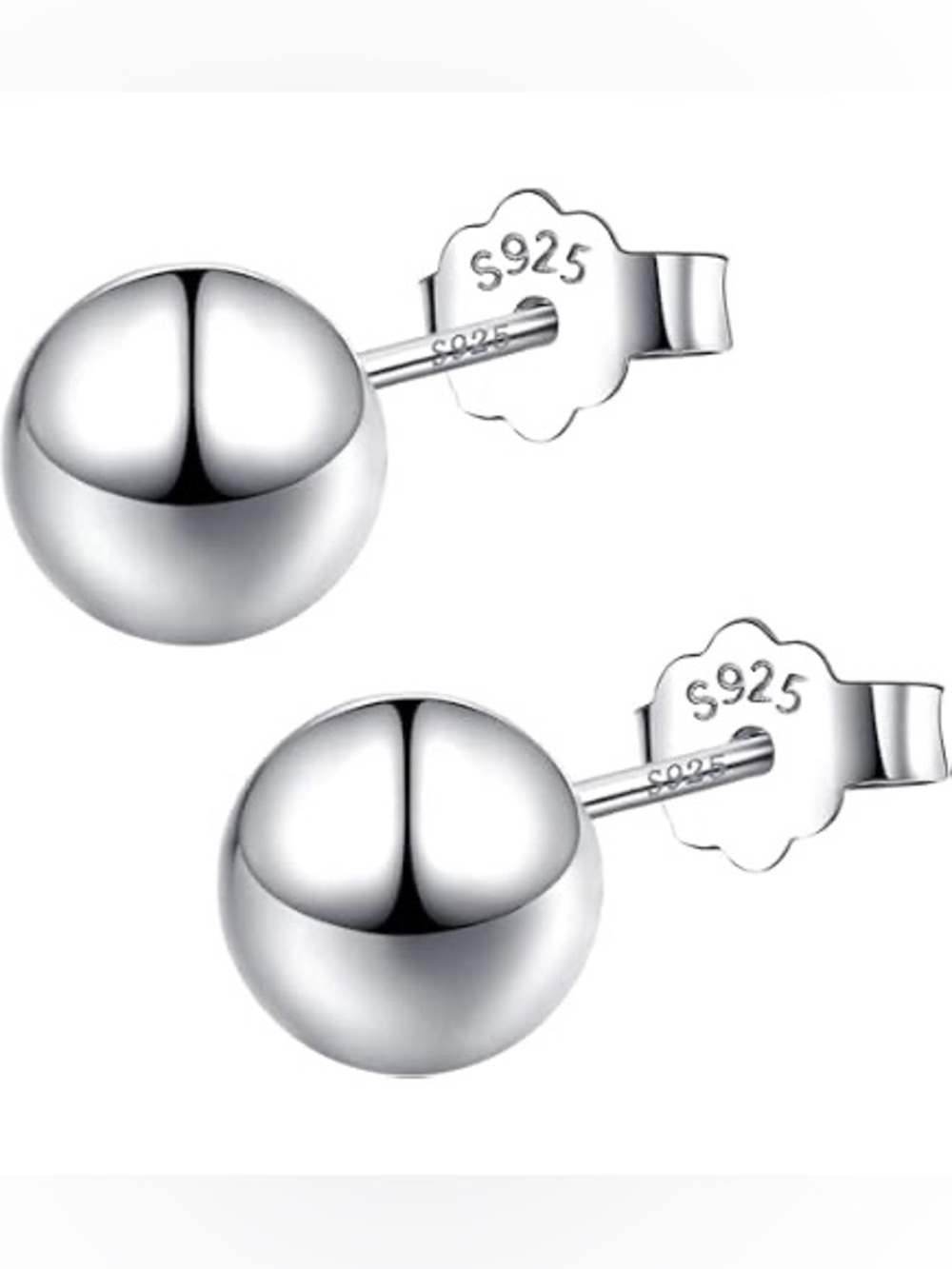 Sterling Silver S925 Ball Stud Earrings - Silver